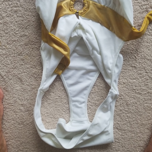 white monokini with gold band and crystals! - Picture 5 of 6
